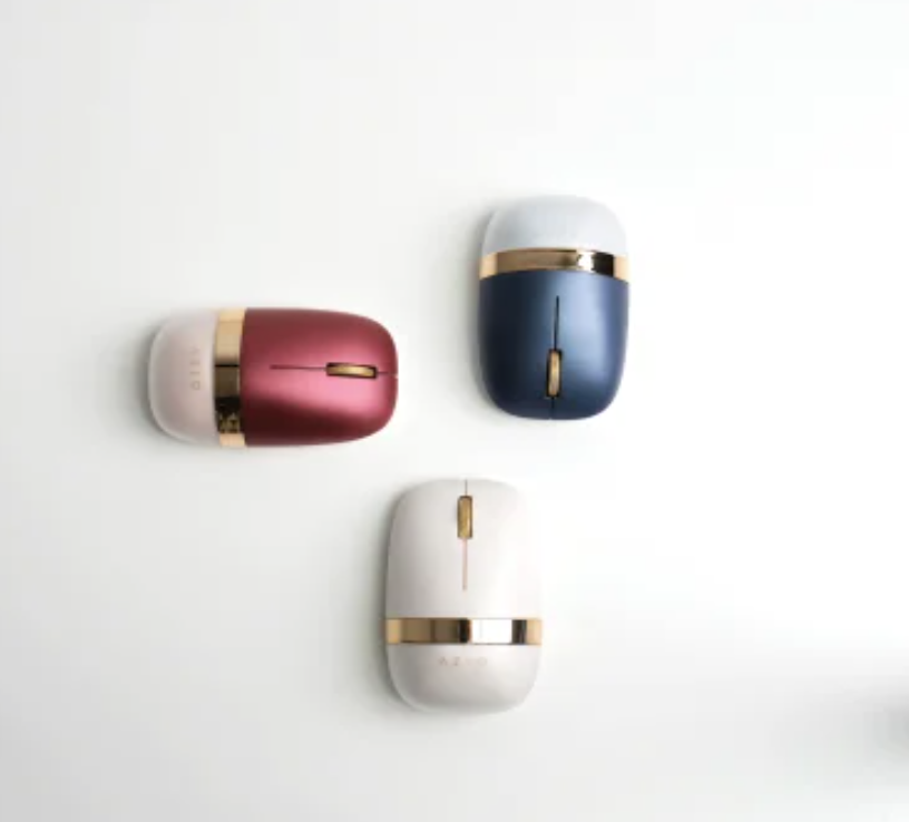 Azio IZO Cordless Optical Computer Mouse, Ergonomic, 3 Buttons, Bluetooth® 3.0/5.0 and 2.4G RF-USB (White Blossom)