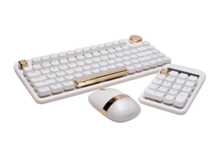 Azio IZO Bluetooth® and USB Mechanical Computer Keyboard, Blue Switches (White Blossom)