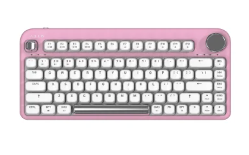 Azio IZO Bluetooth® and USB Mechanical Computer Keyboard with Blue Switches, for Mac® and PC, Mini (Pink Blossom)