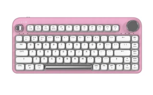 Azio IZO Bluetooth® and USB Mechanical Computer Keyboard with Blue Switches, for Mac® and PC, Mini (Pink Blossom)