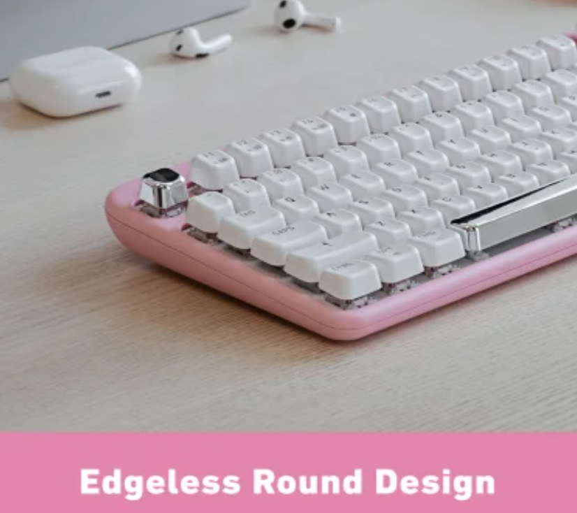 Azio IZO Bluetooth® and USB Mechanical Computer Keyboard with Blue Switches, for Mac® and PC, Mini (Pink Blossom)