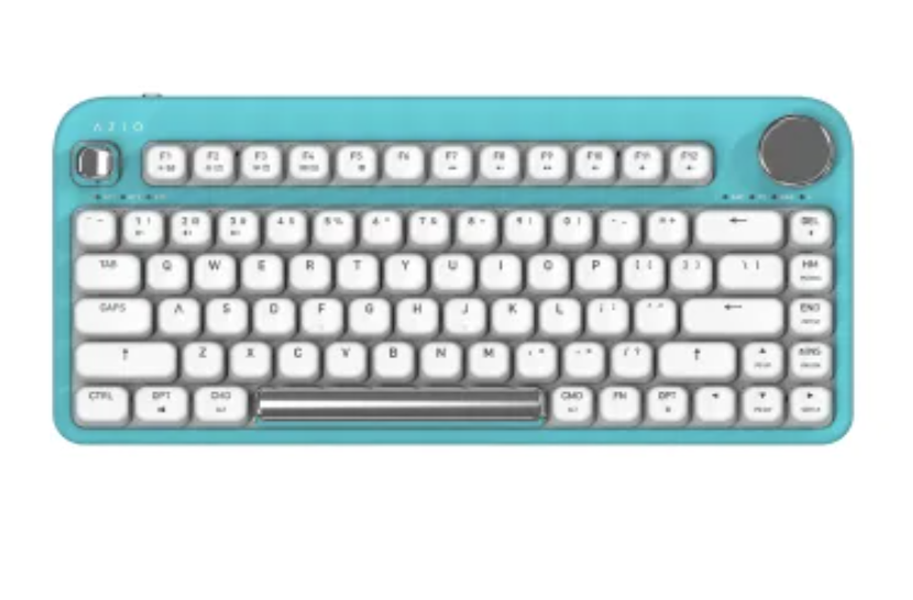 Azio IZO Bluetooth® and USB Mechanical Computer Keyboard with Red Switches (Mint Daisy)