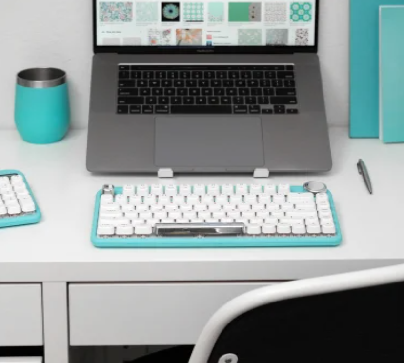 Azio IZO Bluetooth® and USB Mechanical Computer Keyboard with Red Switches (Mint Daisy)