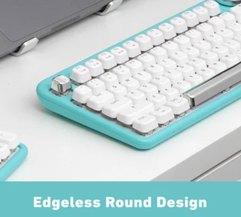 Azio IZO Bluetooth® and USB Mechanical Computer Keyboard with Red Switches (Mint Daisy)