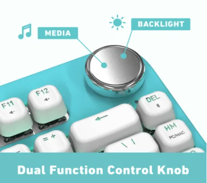 Azio IZO Bluetooth® and USB Mechanical Computer Keyboard with Red Switches (Mint Daisy)