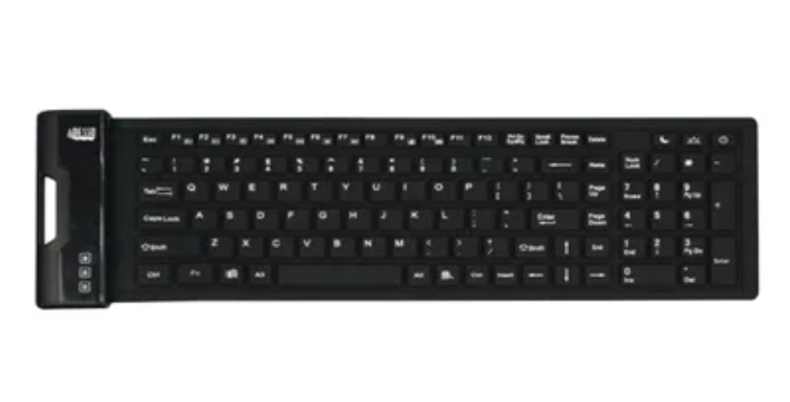 Adesso® SlimTouch™ 222 Wired Antimicrobial Waterproof Flex Computer Keyboard, for Windows®, Full Size