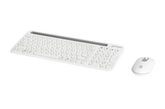 Manhattan® Dual-Mode Multipoint Wireless USB Standard Keyboard and Mouse Combo Set, White
