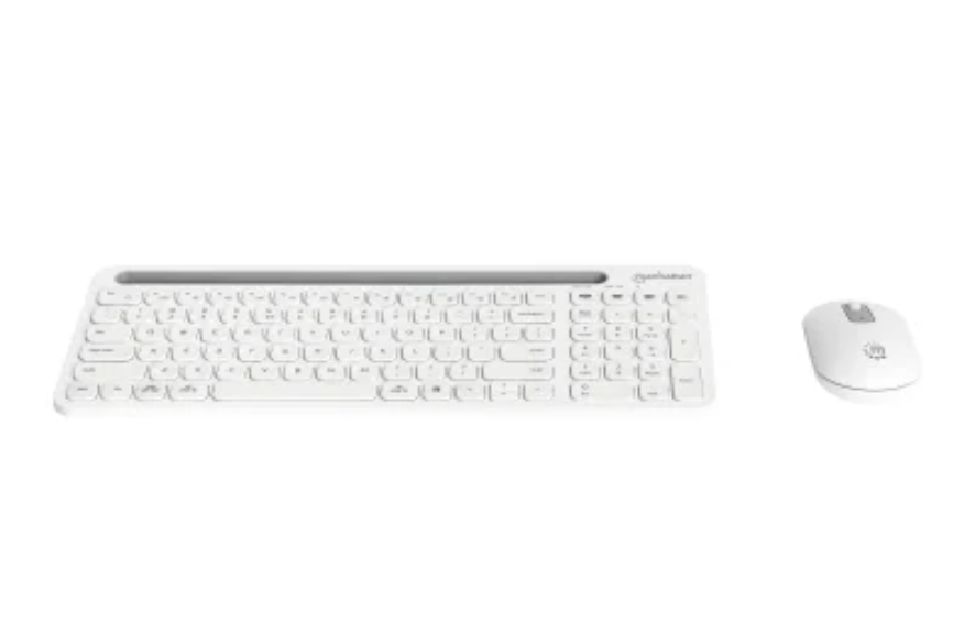 Manhattan® Dual-Mode Multipoint Wireless USB Standard Keyboard and Mouse Combo Set, White